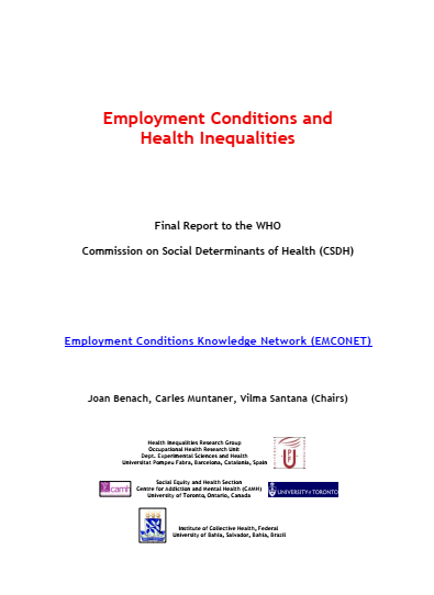 Employment Conditions and  Health Inequalities