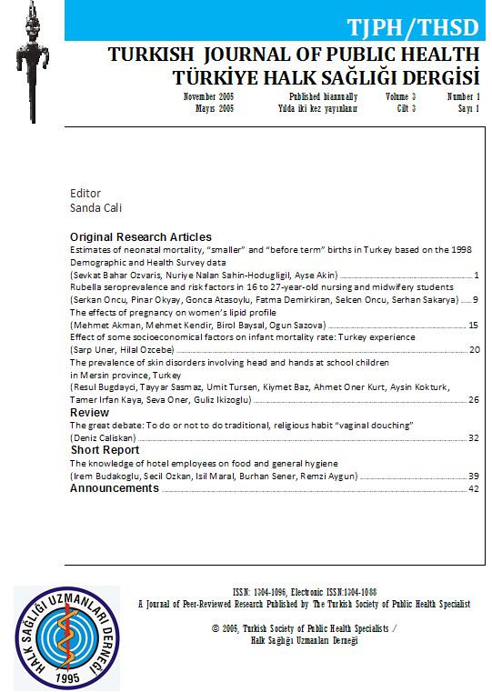 Türkiye Halk Sağlığı Dergisi Vol:3 No:1 2005
